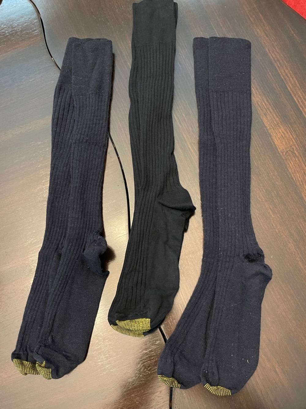 3 pair Gold Toe Ribbed Knee-High Dress Socks